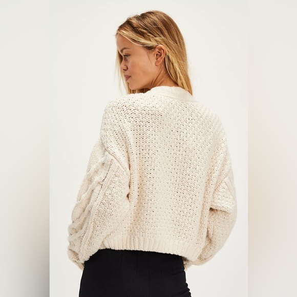 🎉LAST PIECE🎉FREE PEOPLE Bonfire Cardigan Sweater Cream - Picture 4 of 13